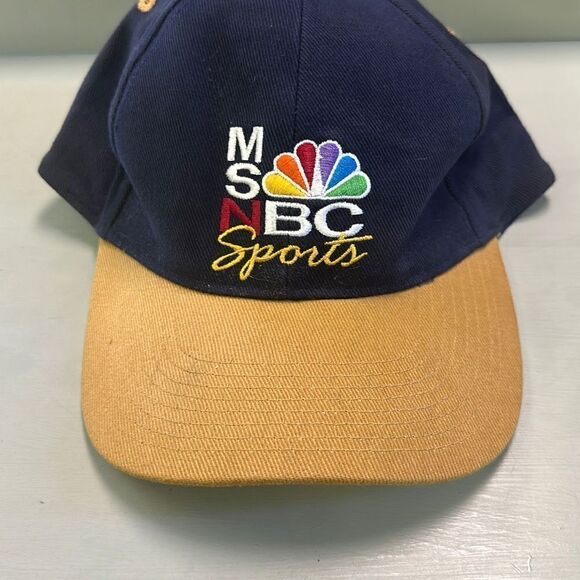 Vintage 90’s Men's NBC Sports 6‎ Panel Semi-Flat Baseball Trucker Hat Cap OSFA - Picture 1 of 7
